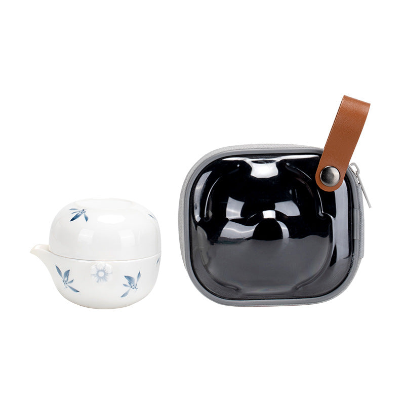 Handcrafted Orchid Butterfly Glass Travel Tea Set - Elegant & Portable Ceramic Quick Brew Cup with Teapot, One Pot & One Cup Set