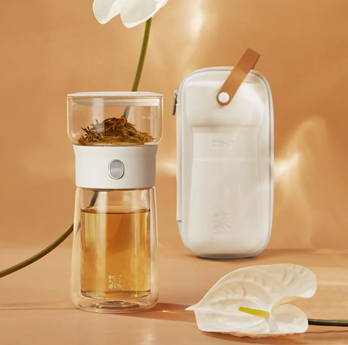 Portable Single-Person Tea Infuser Cup with Heat-Resistant Glass Teaware Set for Travel - Tea & Water Separation