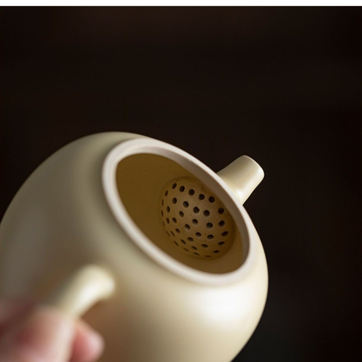 Matte yellow RuYao ceramic tea pot for household tea making