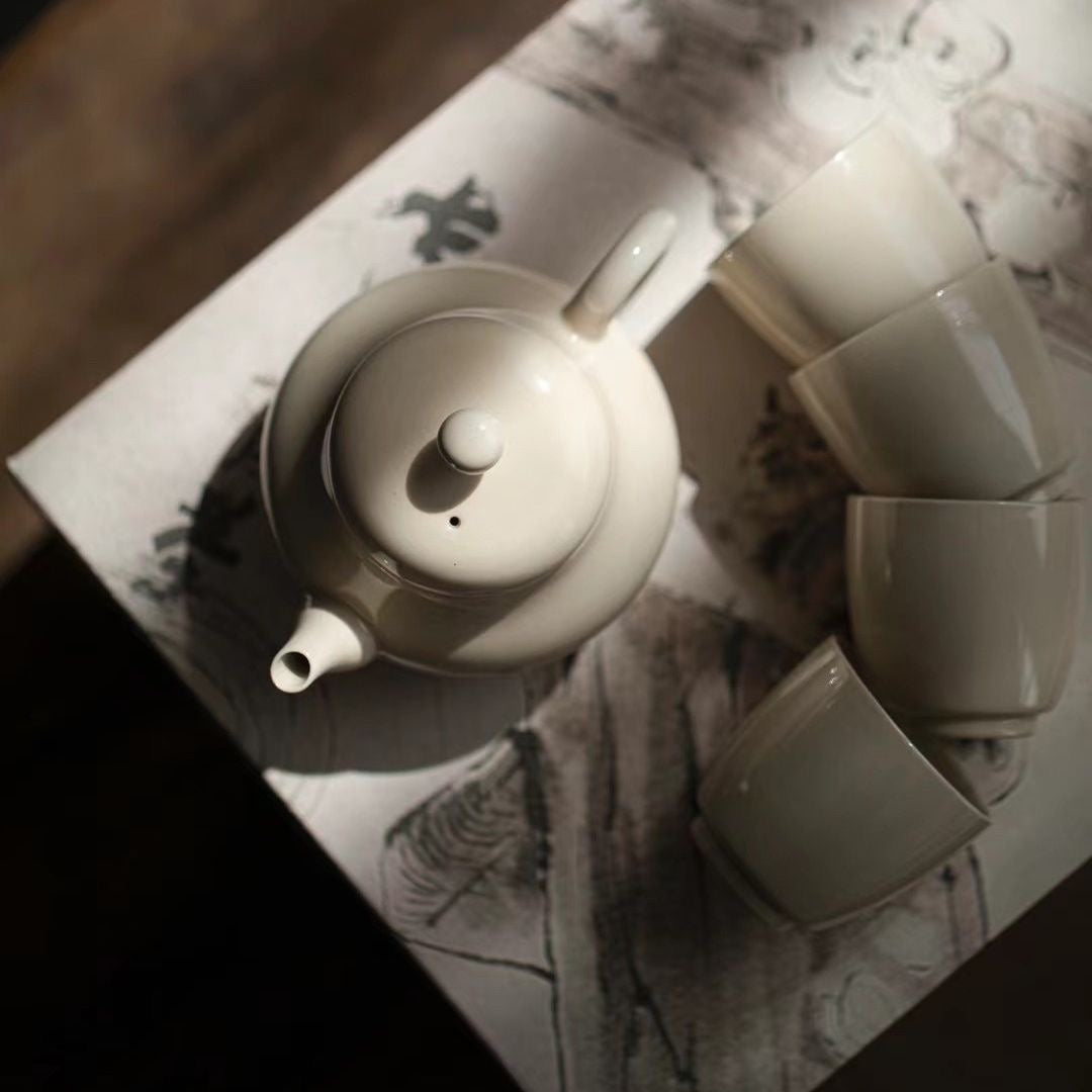 grey handmade ceramic tea pot Kung Fu tea set