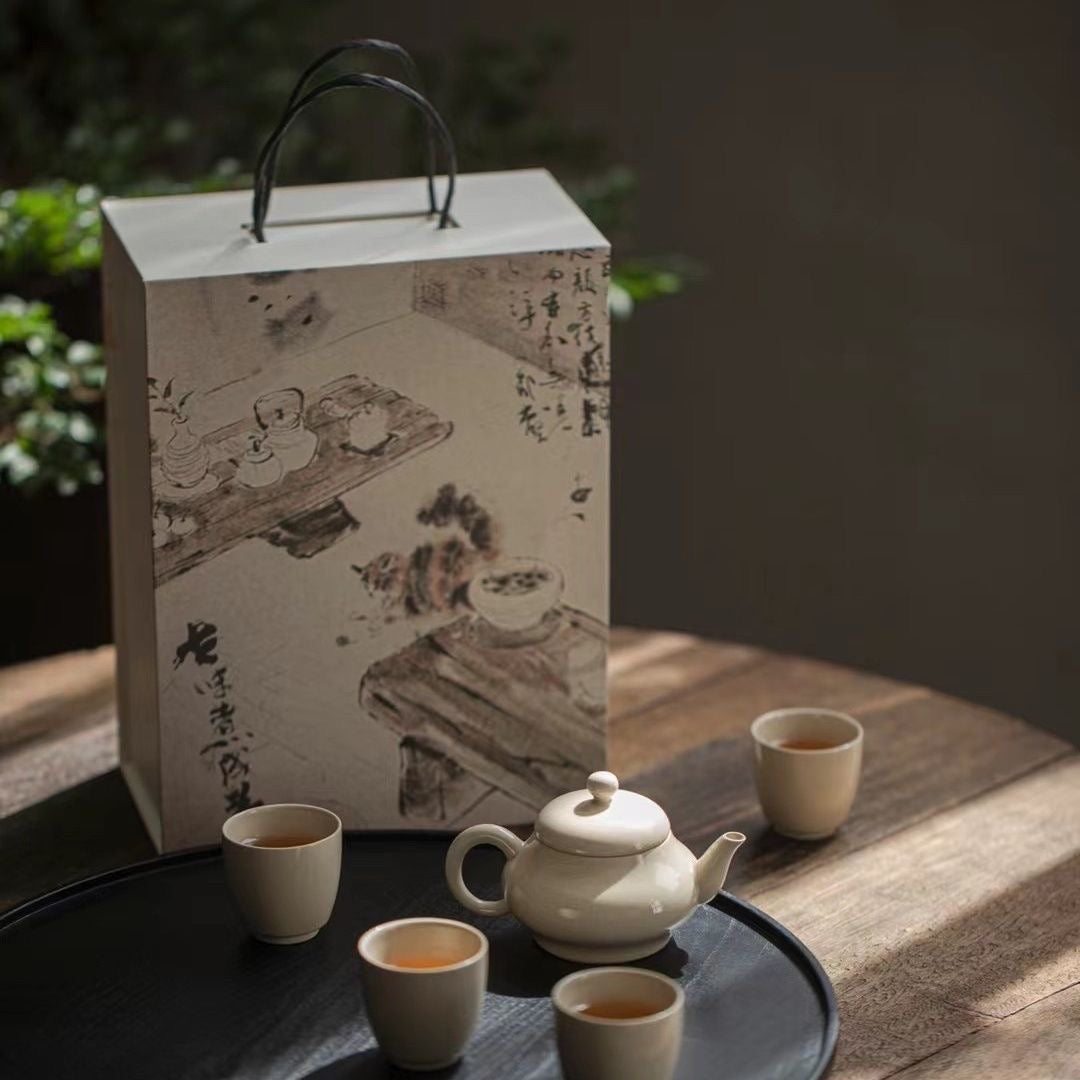grey handmade ceramic tea pot Kung Fu tea set