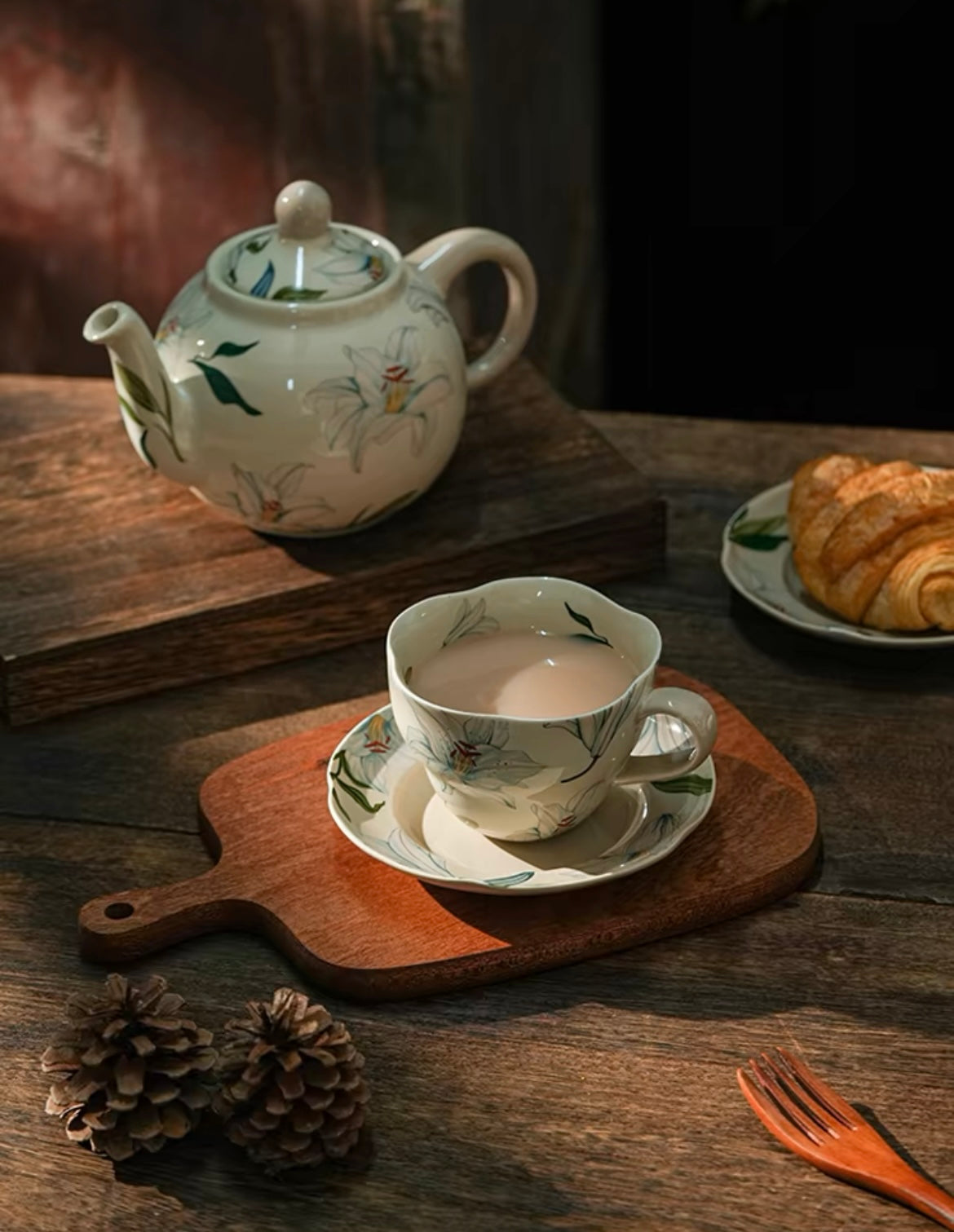 lily flowers hand made tea cup