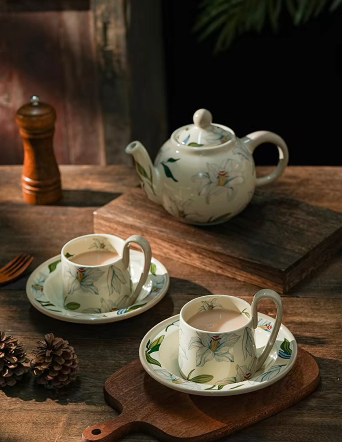 lily flowers hand made tea cup