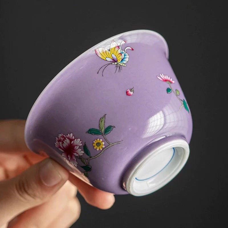 Butterfly Handmade Portable Tea Set with Case for Three