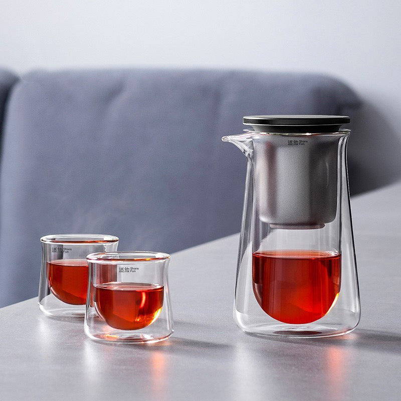 Elegant Magnetic One-Touch Tea Press Set: High-End Teaware for a Refreshing Brew