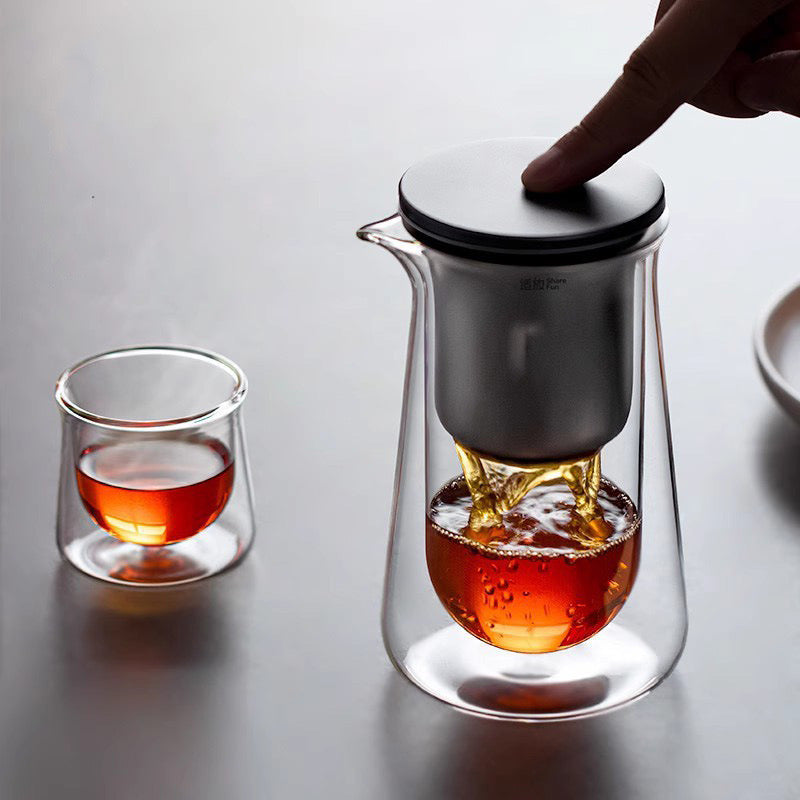 Elegant Magnetic One-Touch Tea Press Set: High-End Teaware for a Refreshing Brew