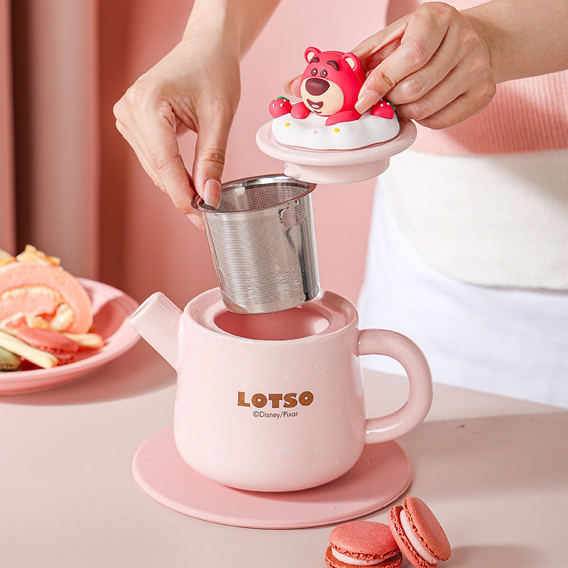Disney Winnie the Pooh Travel Tea Set - Cute Plush Bear Teapot with Filter, Portable afternoon Tea Kit for Kids & Adults, Gift-Ready Hot Beverage Set