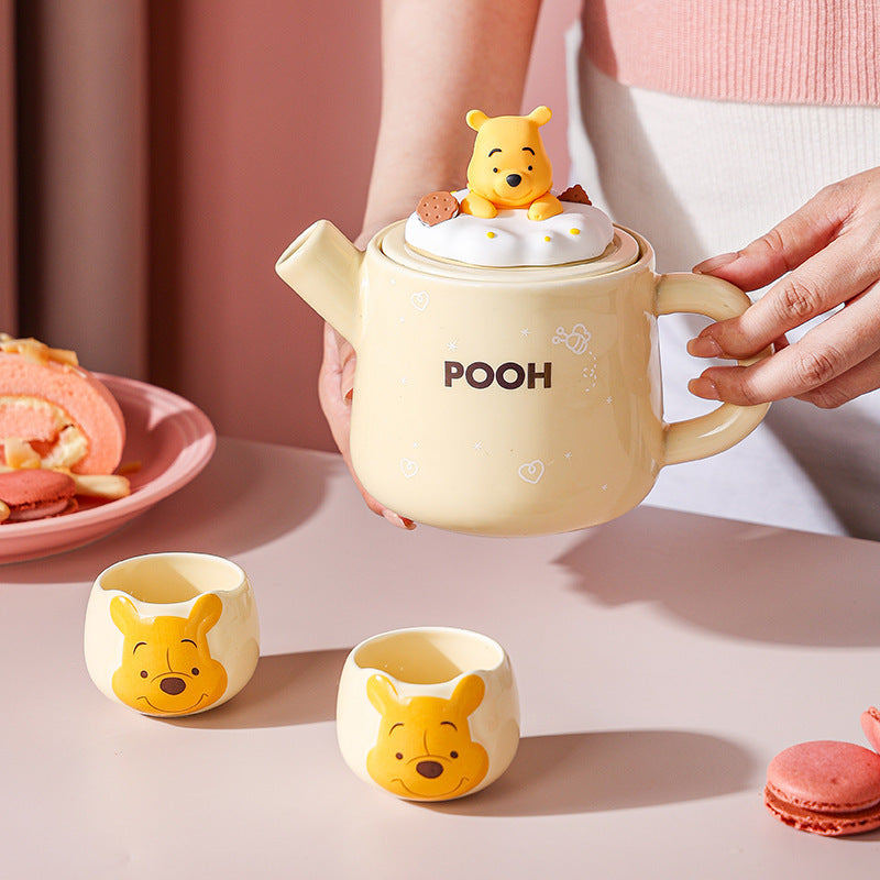 Disney Winnie the Pooh Travel Tea Set - Cute Plush Bear Teapot with Filter, Portable afternoon Tea Kit for Kids & Adults, Gift-Ready Hot Beverage Set