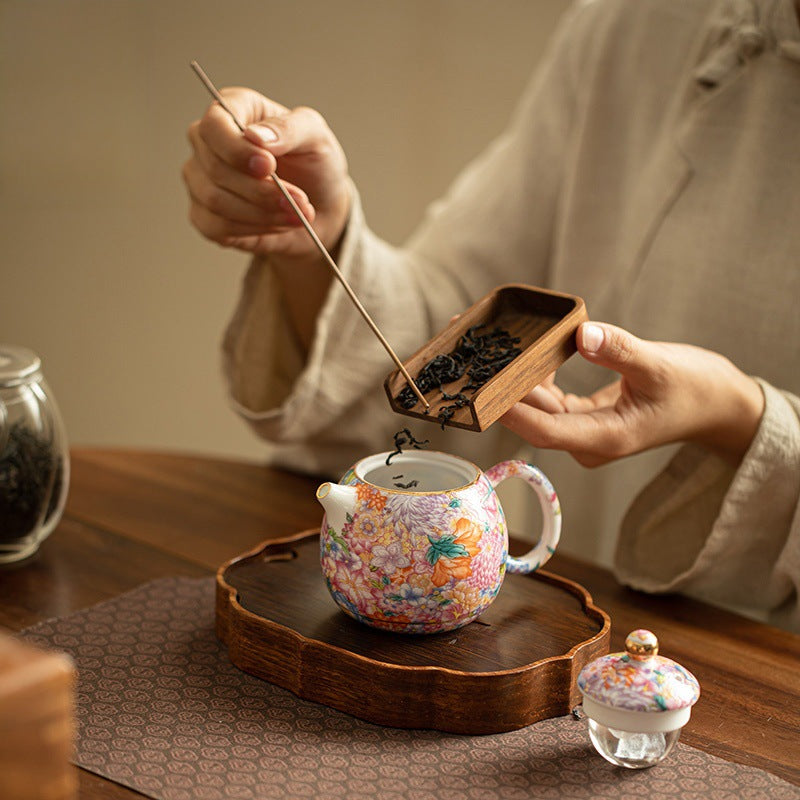 Mutton Fat Jade Porcelain multi-flower teapot kung fu tea set master cup painted tea pot