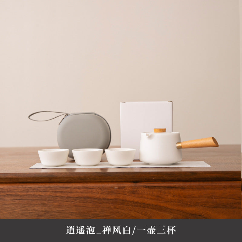 Light luxury portable ceramic travel kung fu tea set quick cup tea water separation outdoor tea holiday gifts