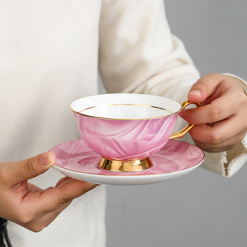 hand painted gold bone china cup set gift British afternoon tea cup coffee cup and saucer housewarming wedding gift