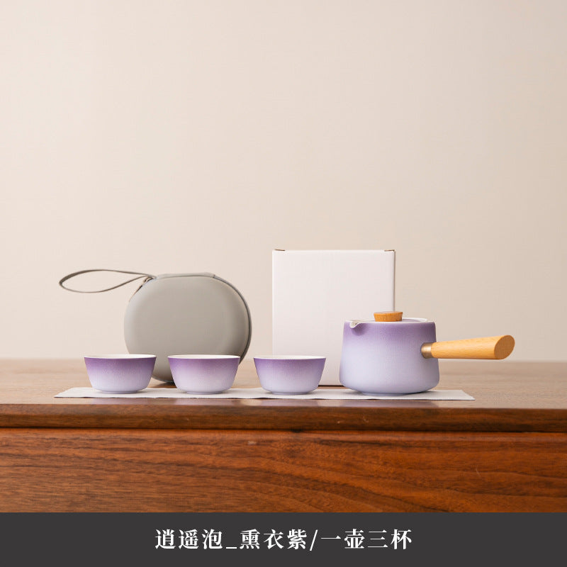 Light luxury portable ceramic travel kung fu tea set quick cup tea water separation outdoor tea holiday gifts
