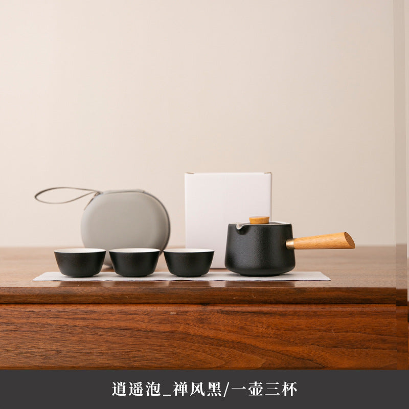 Light luxury portable ceramic travel kung fu tea set quick cup tea water separation outdoor tea holiday gifts