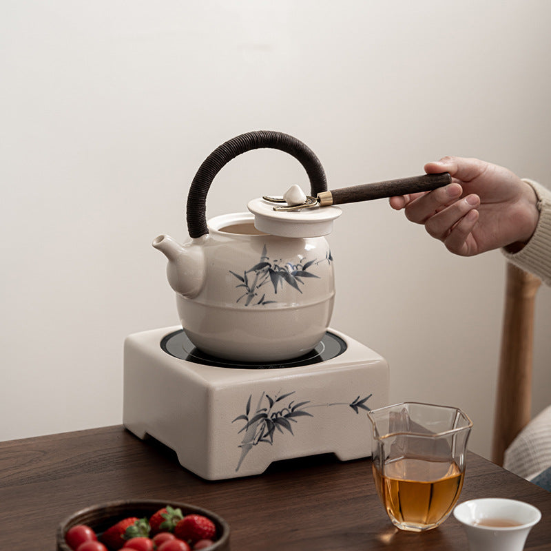 Electric Ceramic Tea Boiler - Hand-painted Porcelain Tea Set for Home Brewing and Health Preservation
