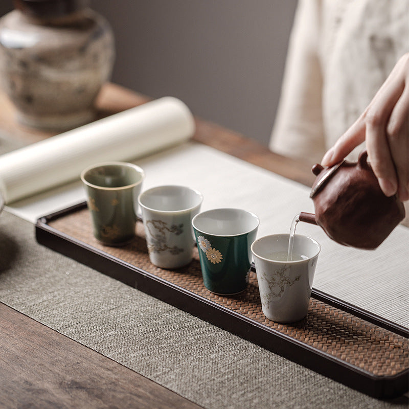 Luxury Four-Piece Tea Cup Gift Set: Kung Fu Tea Utensils Ideal Companion Gift for Tea Enthusiasts