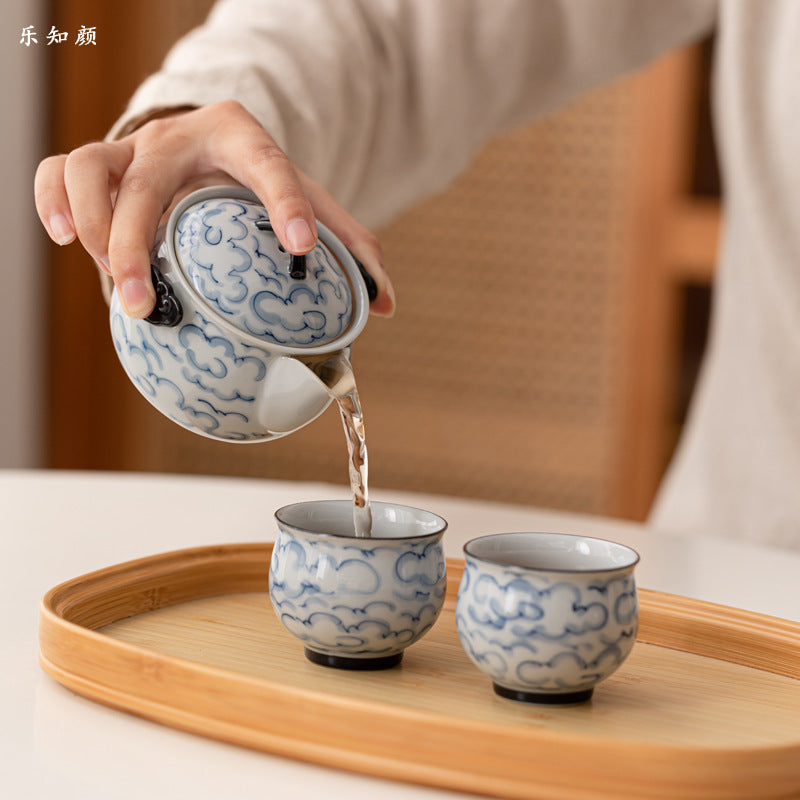 Portable Gongfu Tea Set - Yixing Style Clay Teapot with 2 Cups & Carry Case | Chinese Travel Tea Ceremony Kit | Ceramic Tea Set Gift