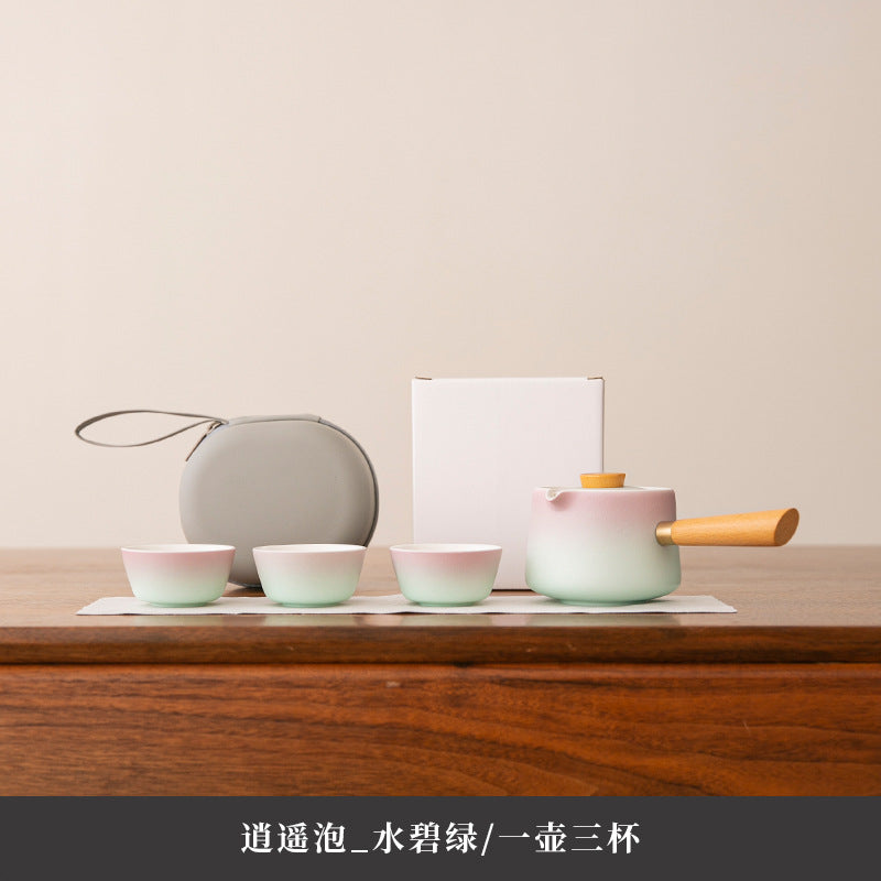 Light luxury portable ceramic travel kung fu tea set quick cup tea water separation outdoor tea holiday gifts