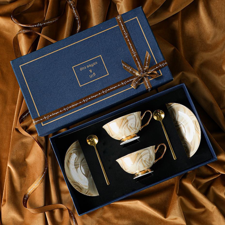 hand painted gold bone china cup set gift British afternoon tea cup coffee cup and saucer housewarming wedding gift