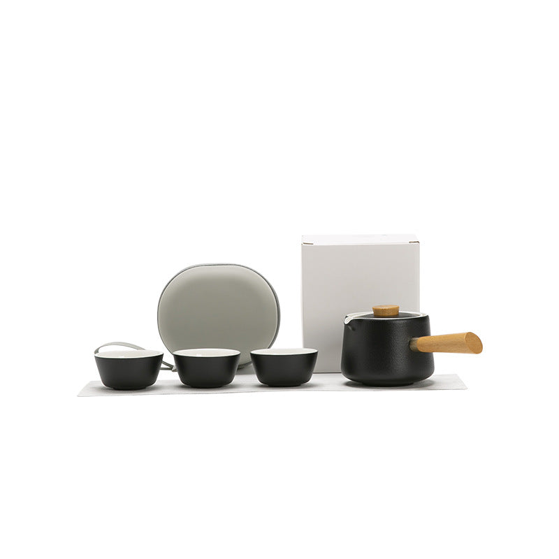 Light luxury portable ceramic travel kung fu tea set quick cup tea water separation outdoor tea holiday gifts