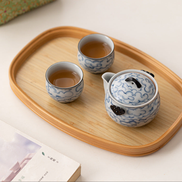 Portable Gongfu Tea Set - Yixing Style Clay Teapot with 2 Cups & Carry Case | Chinese Travel Tea Ceremony Kit | Ceramic Tea Set Gift