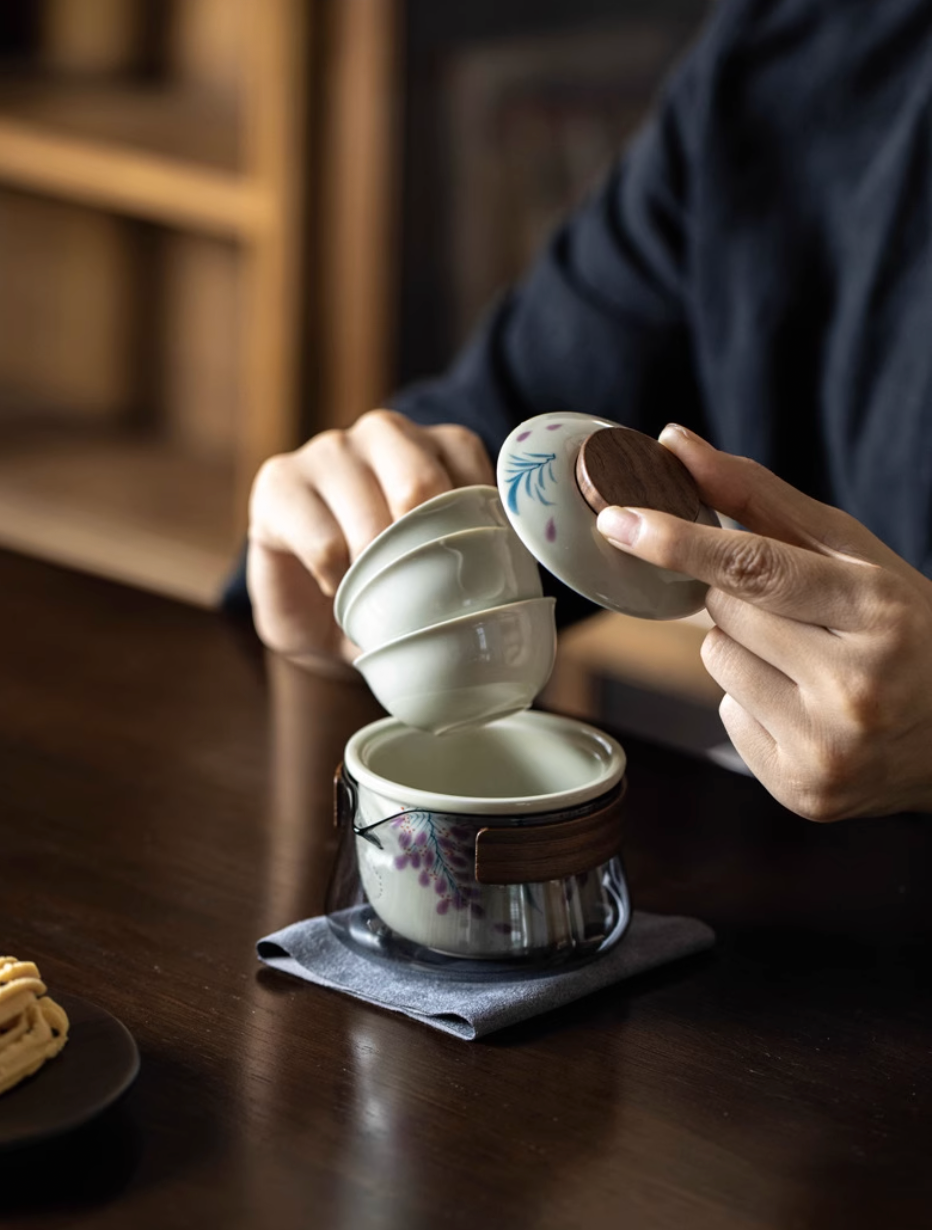 Portable Ceramic Travel Teaset With Carrying Case
