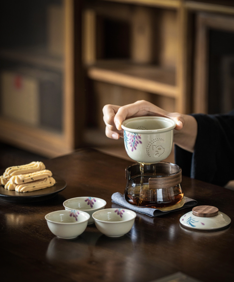 Portable Ceramic Travel Teaset With Carrying Case