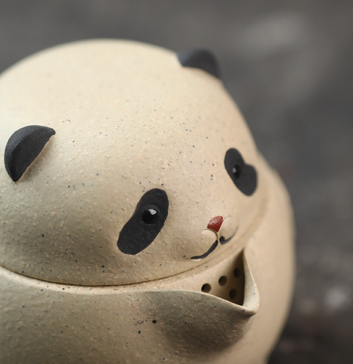 Panda Handmade Handle Teapot & Tea Caddy Zisha Portable Travel Teapot Set