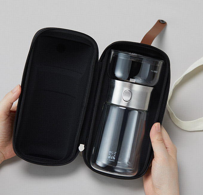 Portable Single-Person Tea Infuser Cup with Heat-Resistant Glass Teaware Set for Travel - Tea & Water Separation