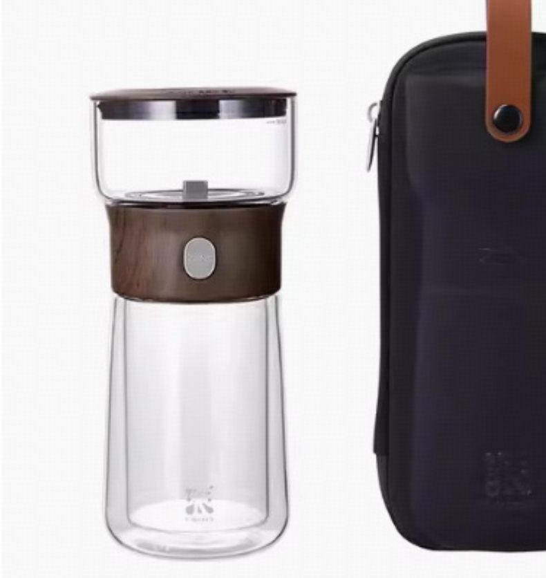 Portable Single-Person Tea Infuser Cup with Heat-Resistant Glass Teaware Set for Travel - Tea & Water Separation
