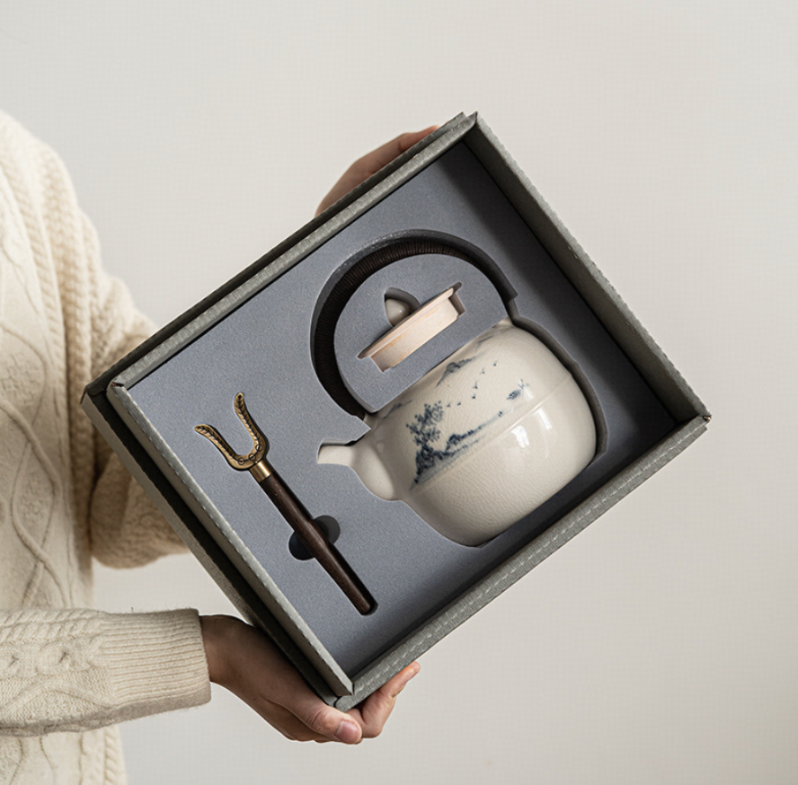 Electric Ceramic Tea Boiler - Hand-painted Porcelain Tea Set for Home Brewing and Health Preservation