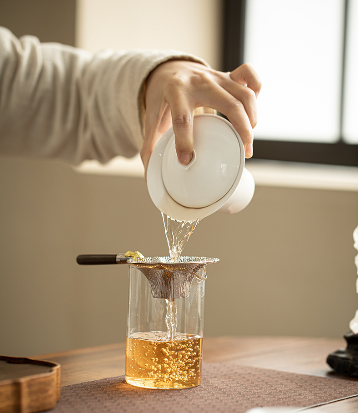 Handmade Silver-Plated Tea Strainer with Hammered Texture - Traditional Tea Filter Accessory for Loose Leaf Tea