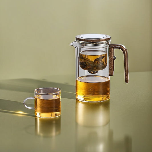 Glass Chineses Teapot with Tea Infuser & Magnetic Lid - water separation glass teapot
