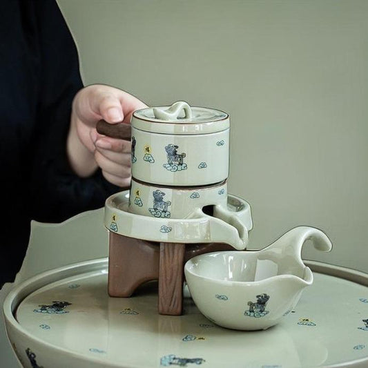 طقم شاي "Fu tiger" Gongfu إبريق شاي أوتوماتيكي مبتكر