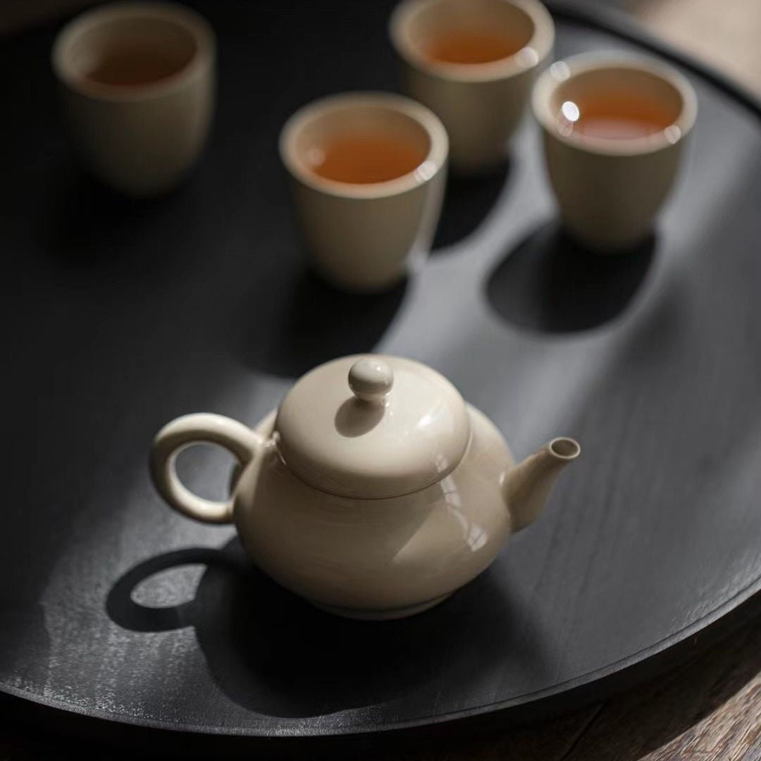 grey handmade ceramic tea pot Kung Fu tea set