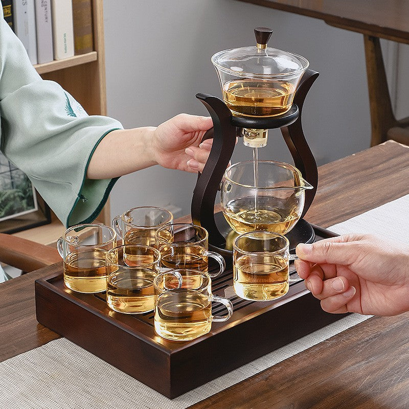 Glass Lazy Tea Set with High-Temperature Resistant Magnetic Semi-Automatic Tea Brewer: Kung Fu Tea Utensils