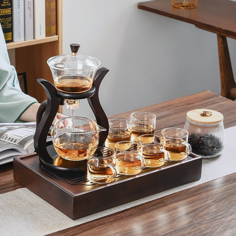 Glass Lazy Tea Set with High-Temperature Resistant Magnetic Semi-Automatic Tea Brewer: Kung Fu Tea Utensils