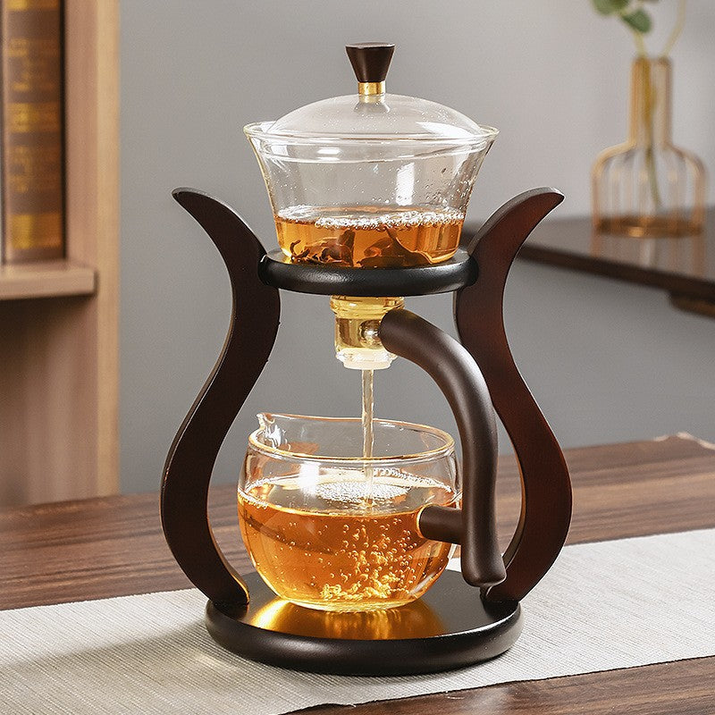 Glass Lazy Tea Set with High-Temperature Resistant Magnetic Semi-Automatic Tea Brewer: Kung Fu Tea Utensils