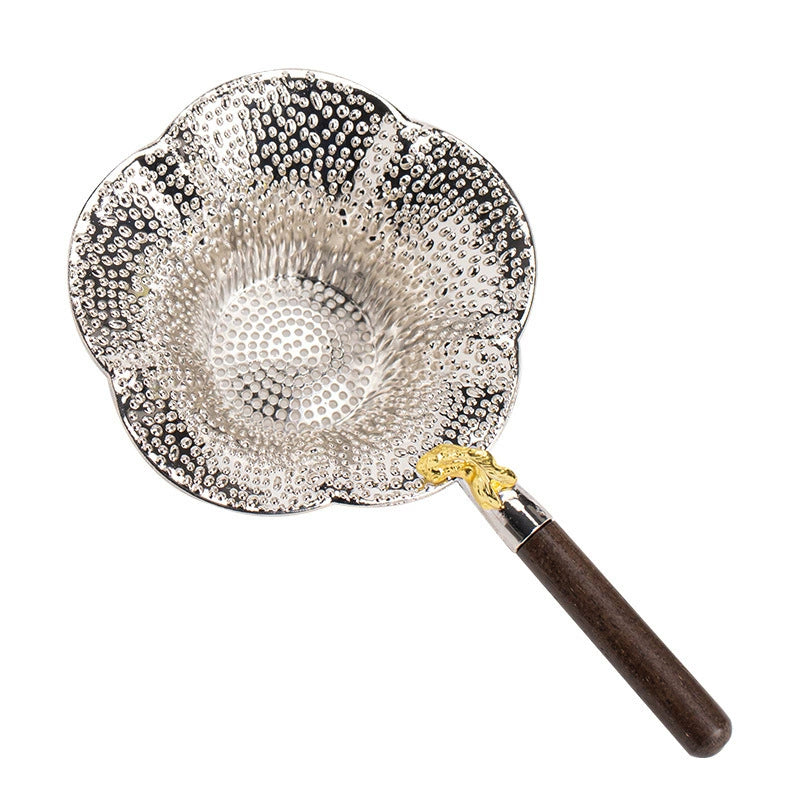 Handmade Silver-Plated Tea Strainer with Hammered Texture - Traditional Tea Filter Accessory for Loose Leaf Tea