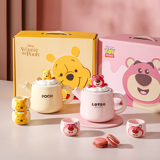 Disney Winnie the Pooh Travel Tea Set - Cute Plush Bear Teapot with Filter, Portable afternoon Tea Kit for Kids & Adults, Gift-Ready Hot Beverage Set