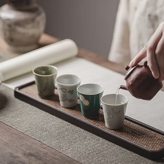Luxury Four-Piece Tea Cup Gift Set: Kung Fu Tea Utensils Ideal Companion Gift for Tea Enthusiasts