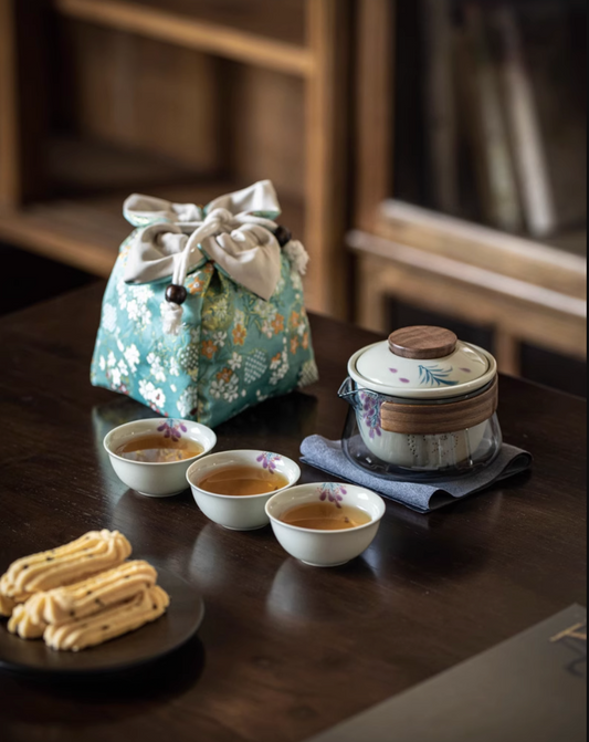 Portable Ceramic Travel Teaset With Carrying Case