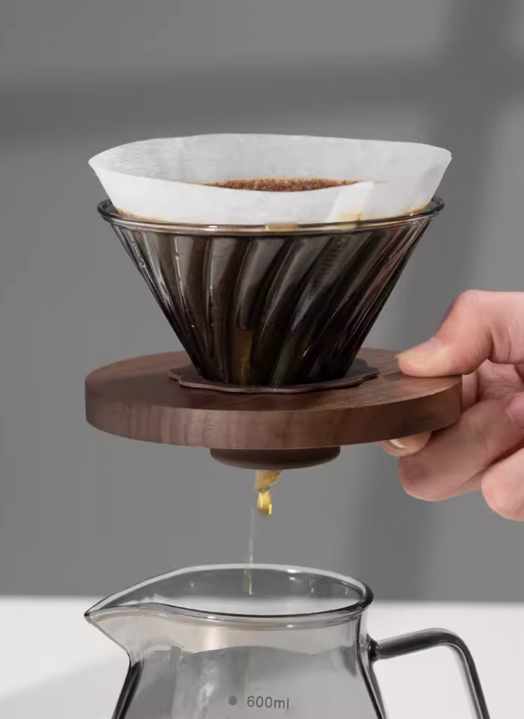 Coffee Brewing V60 Set with Walnut Wood Holder and Sharing Pot