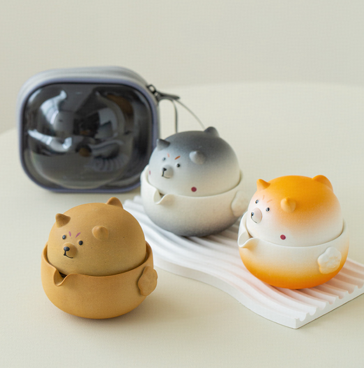 “Lucky Dog” TAO Portable Travel Teaware Quick Teapot Cup Set