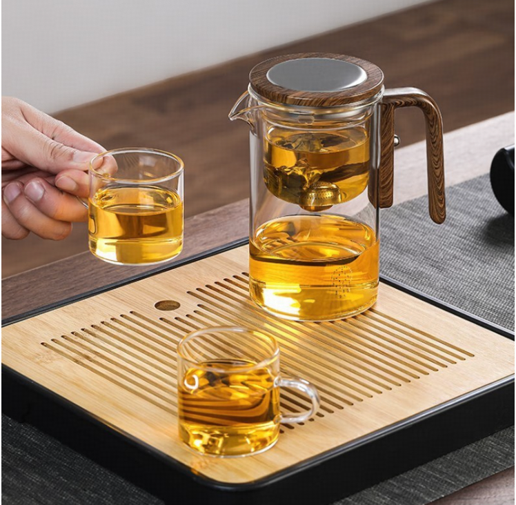 Glass Chineses Teapot with Tea Infuser & Magnetic Lid - water separation glass teapot